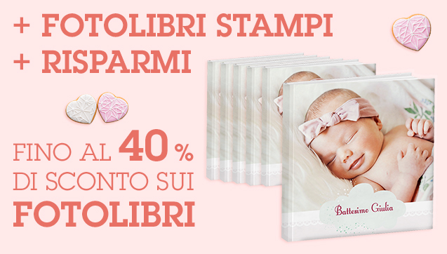 Fino a -40% sui FotoLibri, in base alla quantità