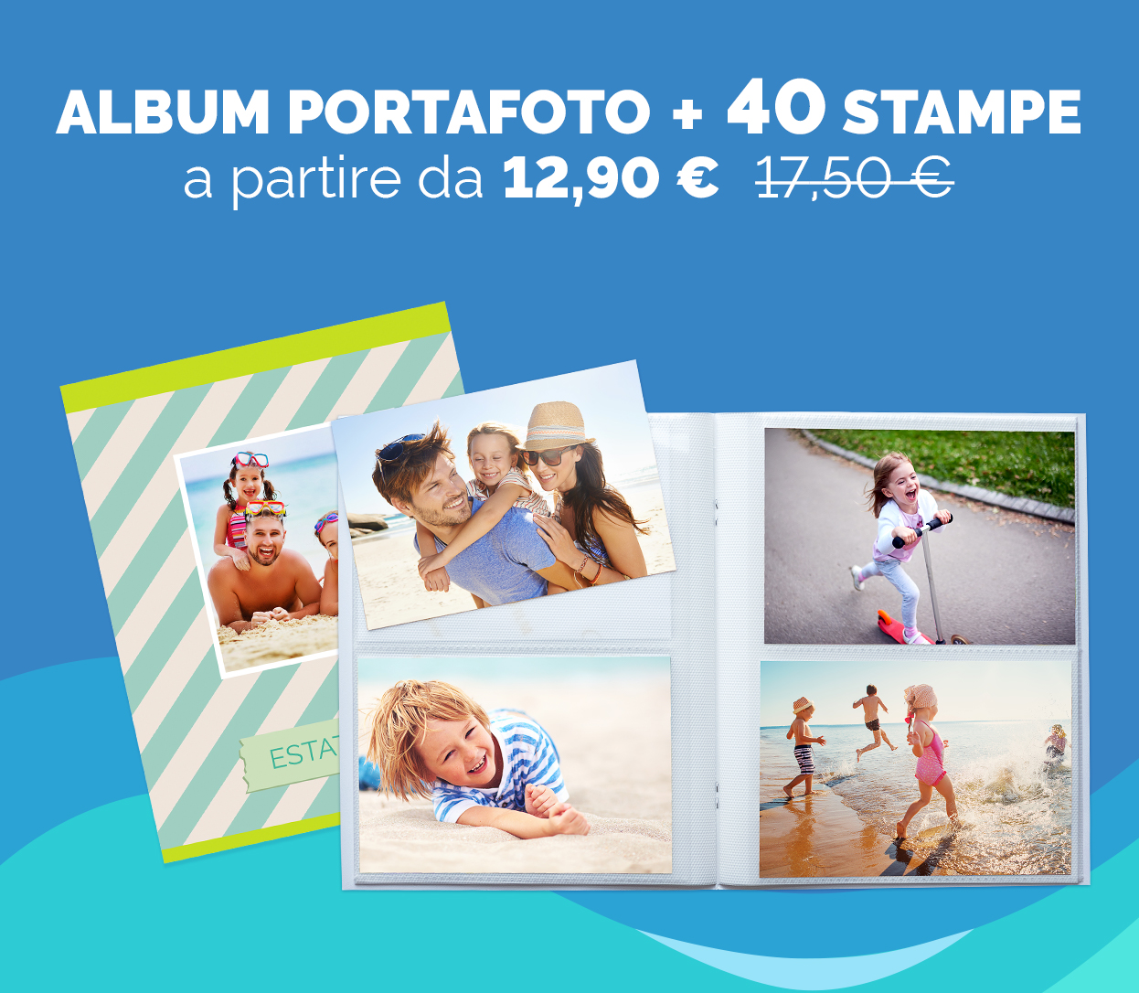40 Stampe + Album Portafoto personalizzato a partire da 12,90 €