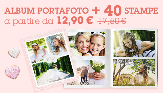 40 Stampe + Album Portafoto personalizzato a partire da 12,90 €