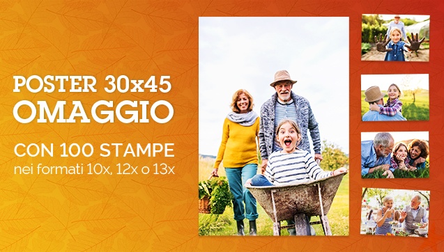 Un Poster 30x40 o 30x45 in omaggio con 100 stampe