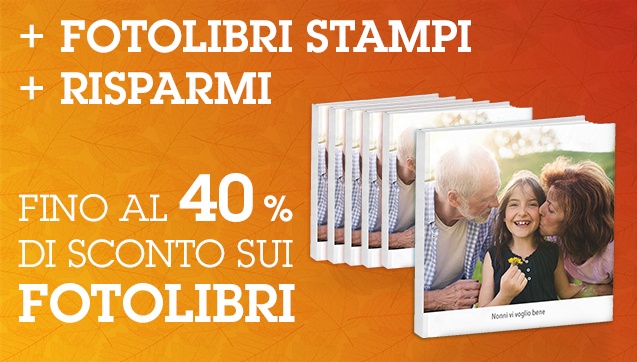 Fino a -40% sui FotoLibri, in base alla quantità