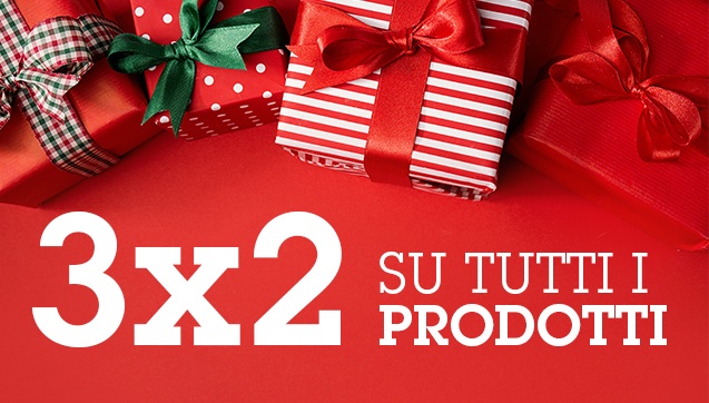 3x2 su tutti i prodotti. Il meno caro è in omaggio.