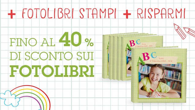 Fino a -40% sui FotoLibri, in base alla quantità